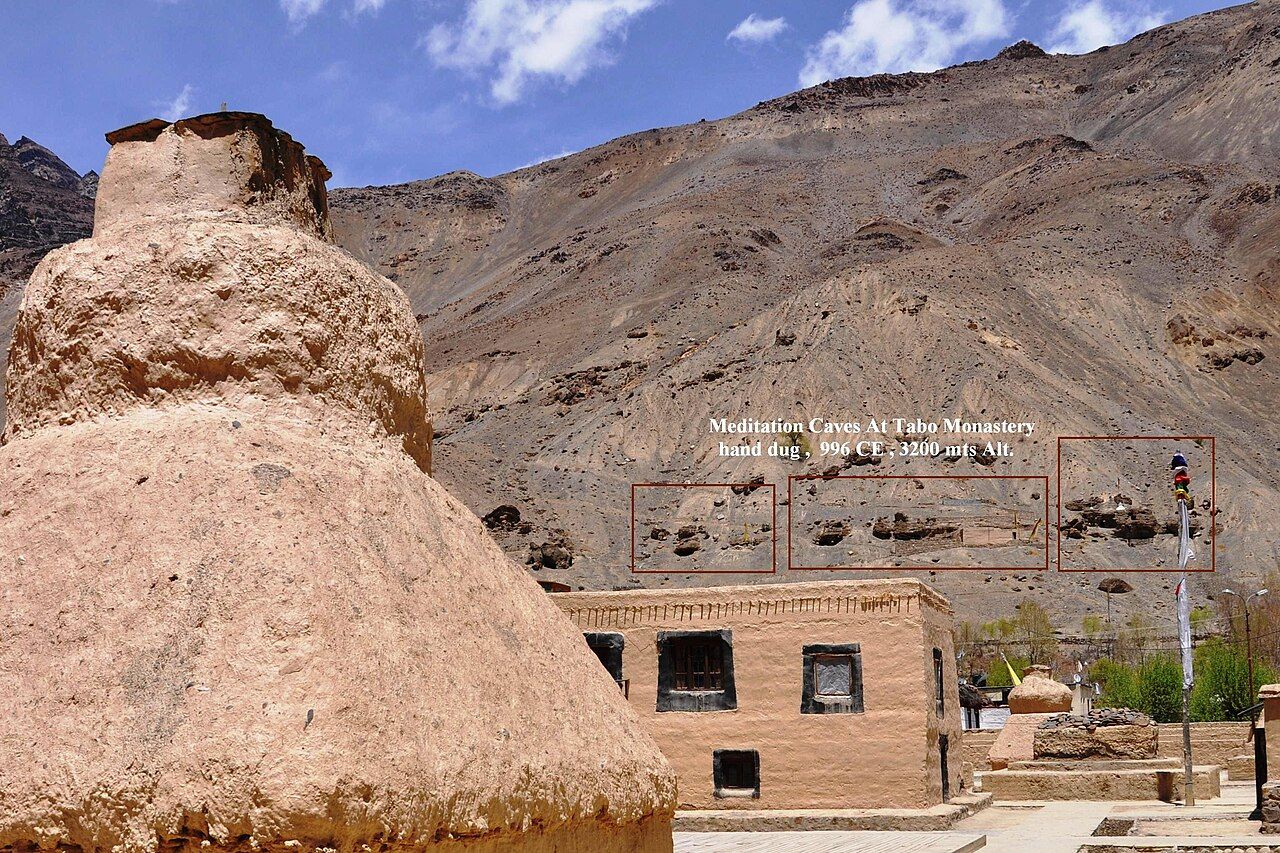 Old stupas and caves at Tabo