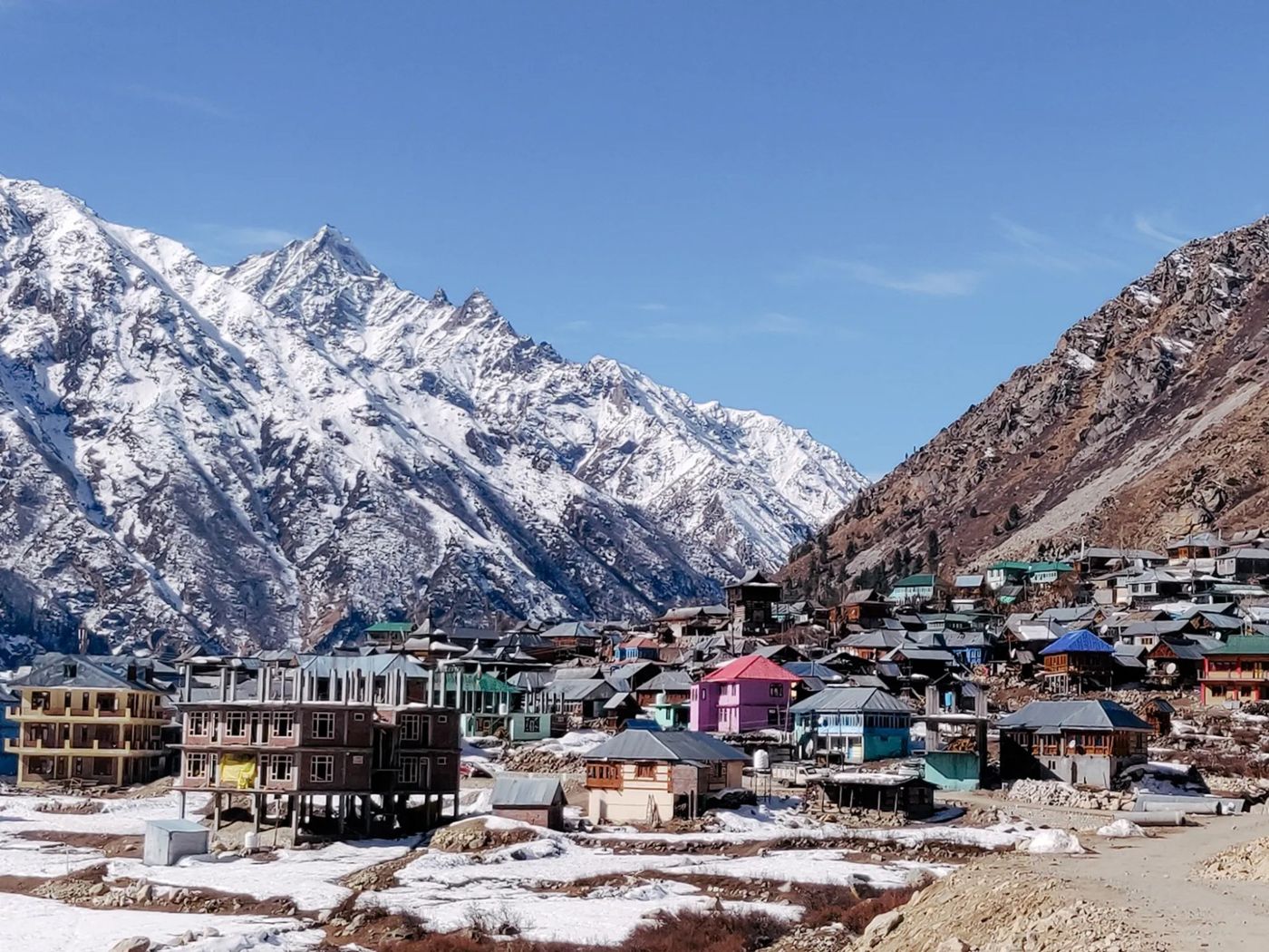 Chitkul village in winter