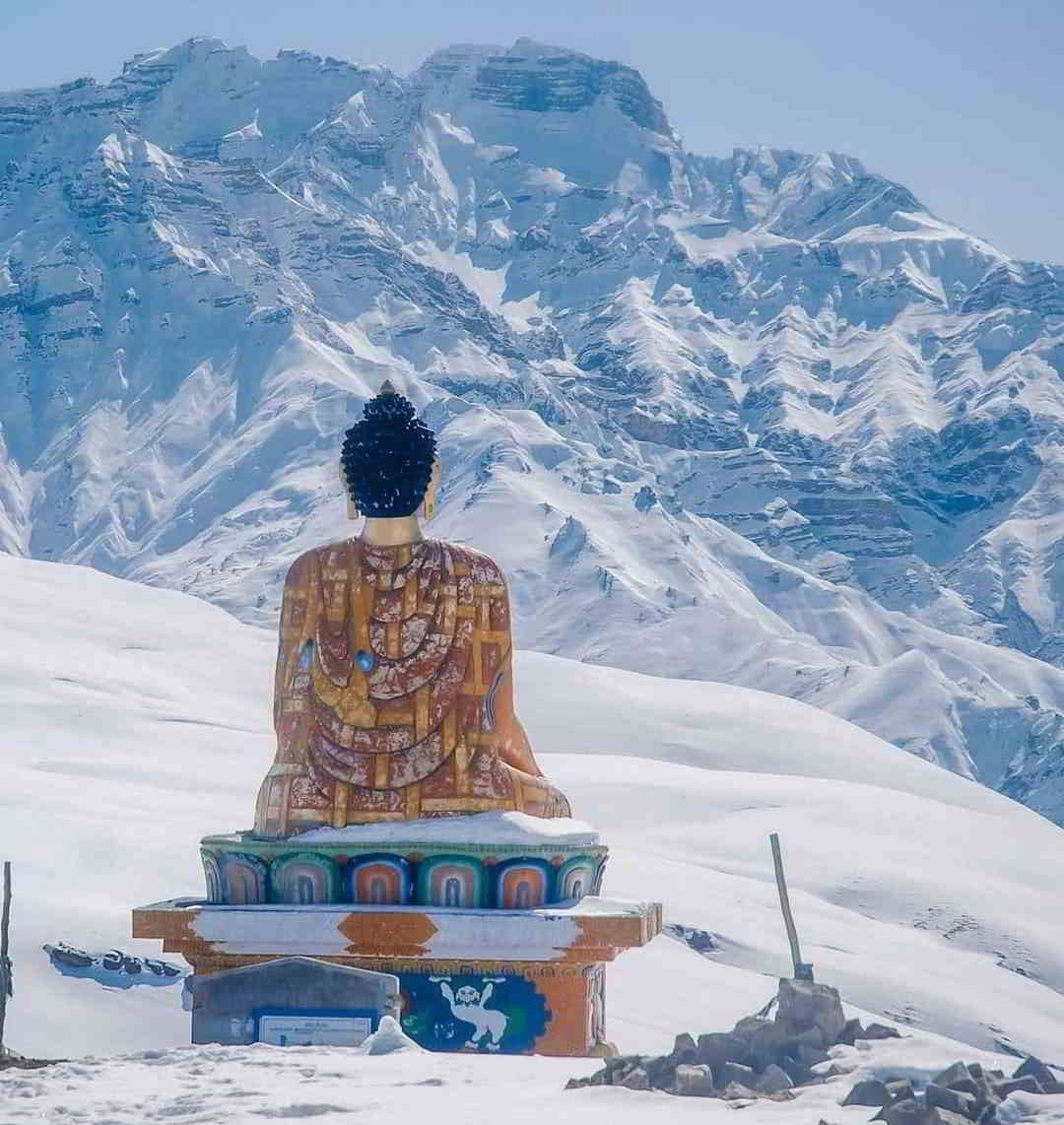 Langza Buddha in snow