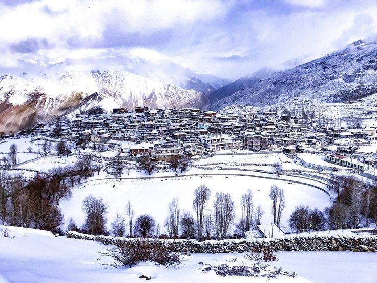 Snowy village in the cold desert